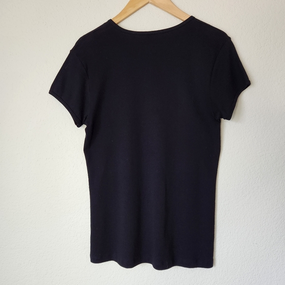 Women's Black Short Sleeve T-Shirt Rhinestone Bling Wine Glasses size XL - Picture 3 of 5